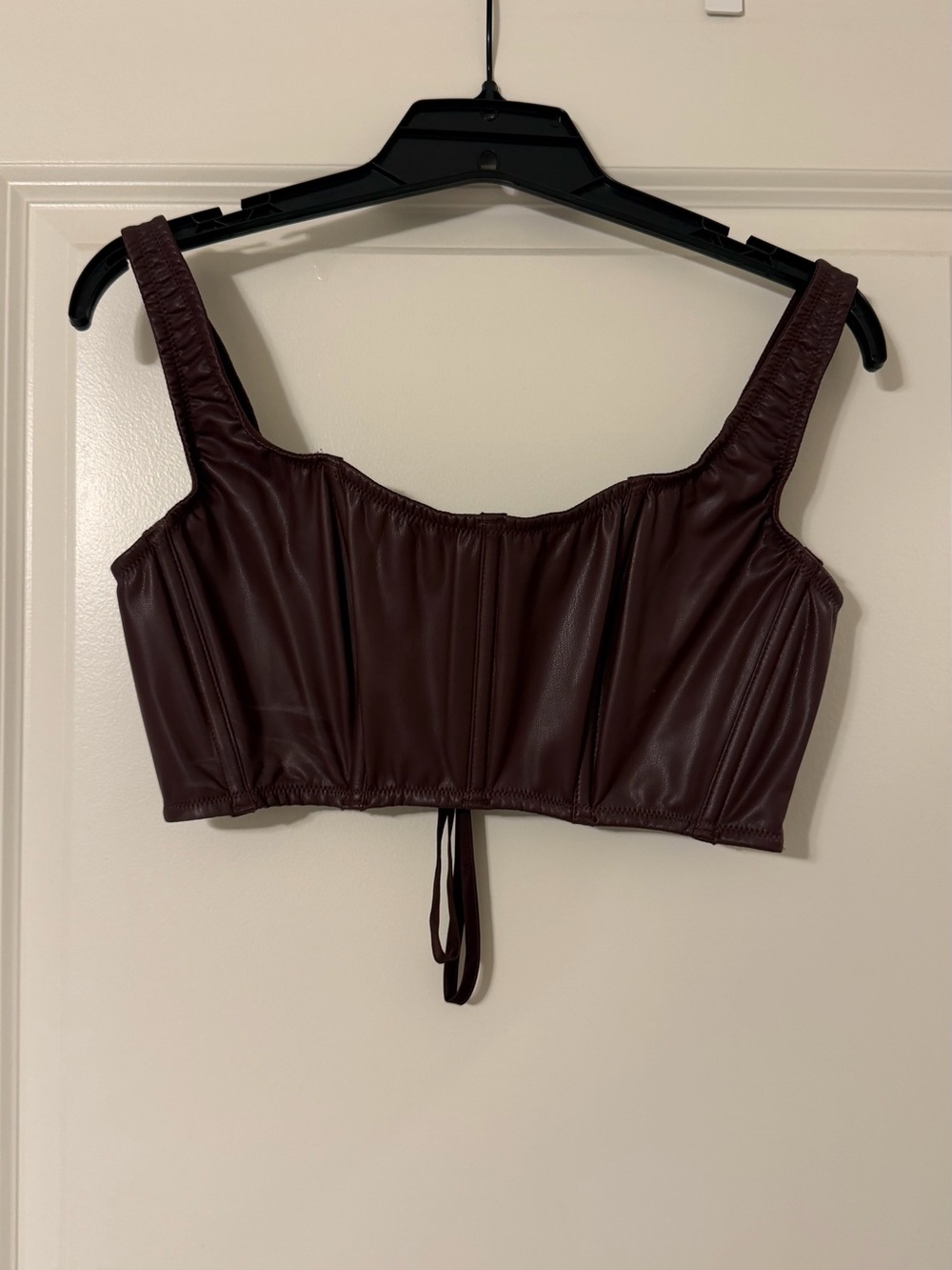 NWT Victoria's Secret Faux Leather Cropped Corset, Burgundy, S-DD